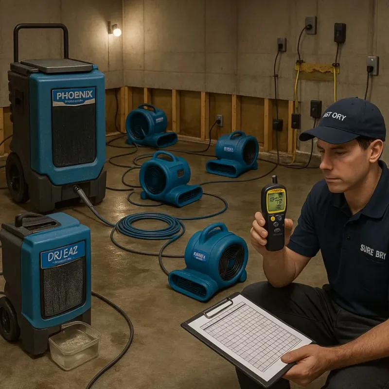 Structural Drying and Dehumidification process in Country Club, FL
